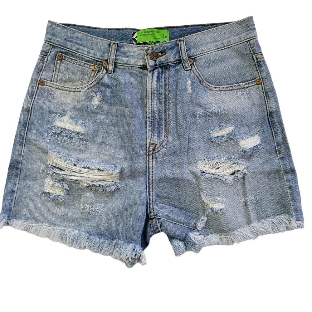 Free People x‎ Sandrine Rose Medium Wash Distressed Shorts
